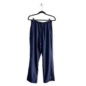 Champion Men's Elastic Waist Straight Leg Mesh Stripe Track Navy Small